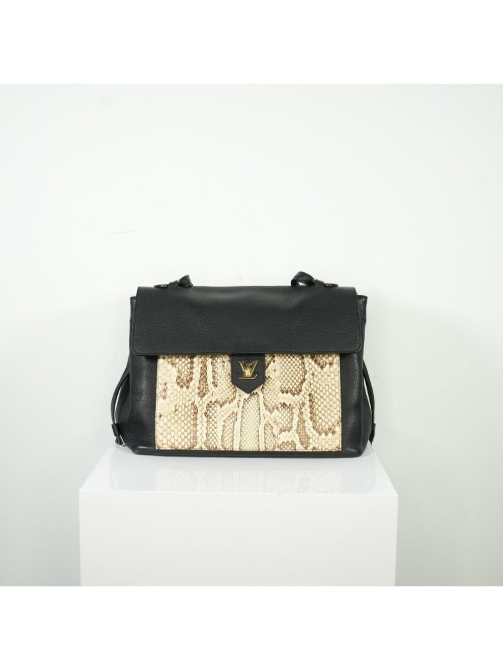 Louis Vuitton Lockme MM Python Black Calf Leather